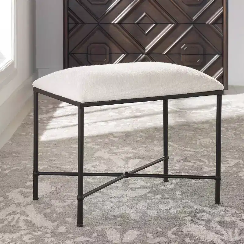 Avenham 24 Wide White Fabric Small Bench