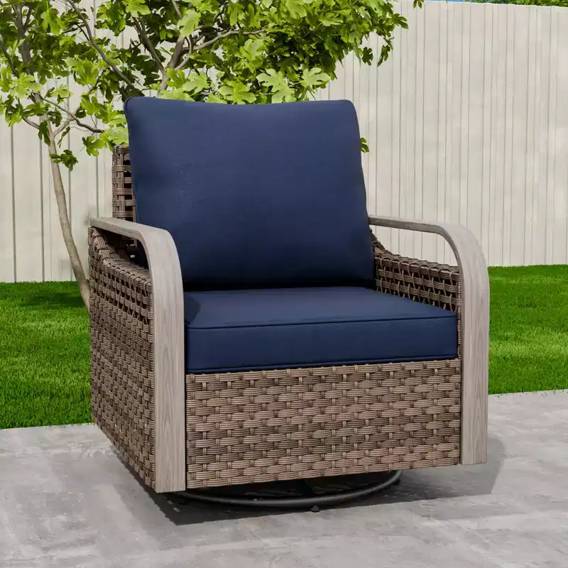 EAGLE PEAK Rocking Chair, Swivel Rocker, Rattan Patio Furniture, 1 Chair