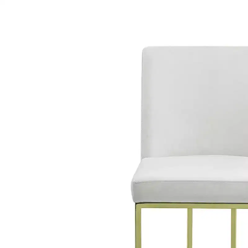19" Zazie Dining Chair Beige Velvet and Gold Finish - Acme Furniture: Upholstered, Armless, Wood Composite Frame