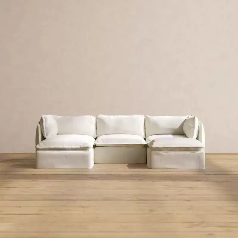 Anabei Modular Washable 3-Seater U-Sectional Sofa | Deluxe+ Seat & Cloud Pillow