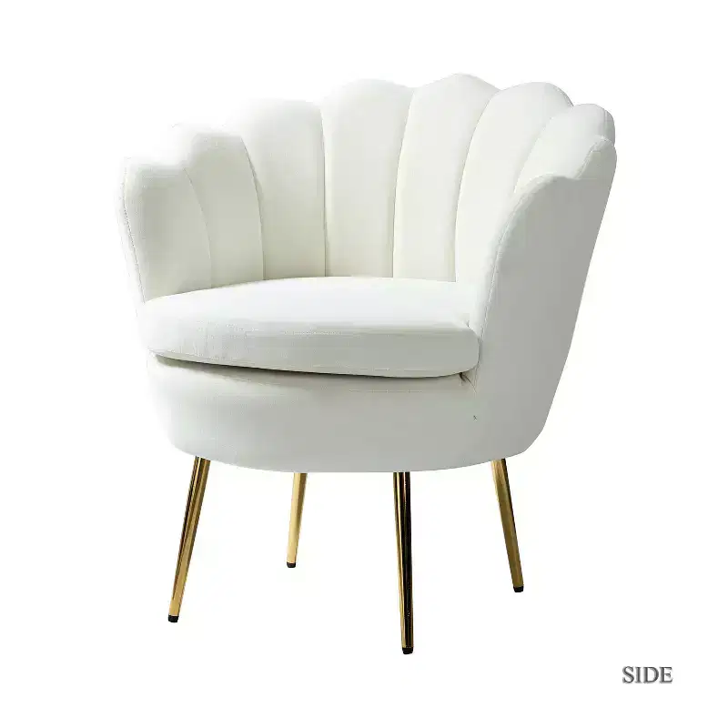 Living Room Accent Barrel Chair with Golden Metal Legs