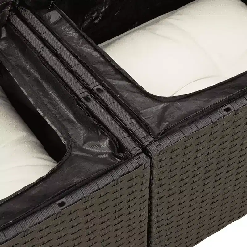 vidaXL Garden Sofa Set Black, Cream White
