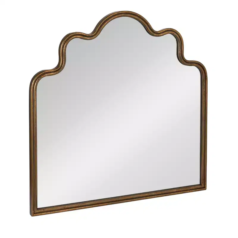 Wavy Scalloped Arched Metal Framed Wall Mirror, Gold