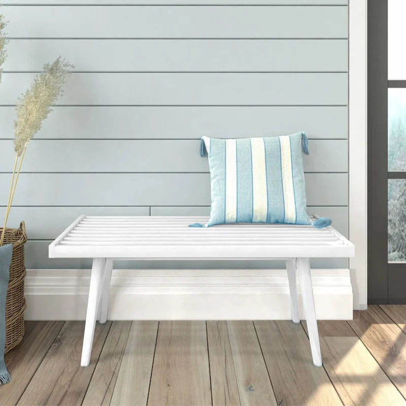 Plank and Beam Mid Century Single Wood Entryway Bench - 41.3 L x 16.5 W x 17.5 H