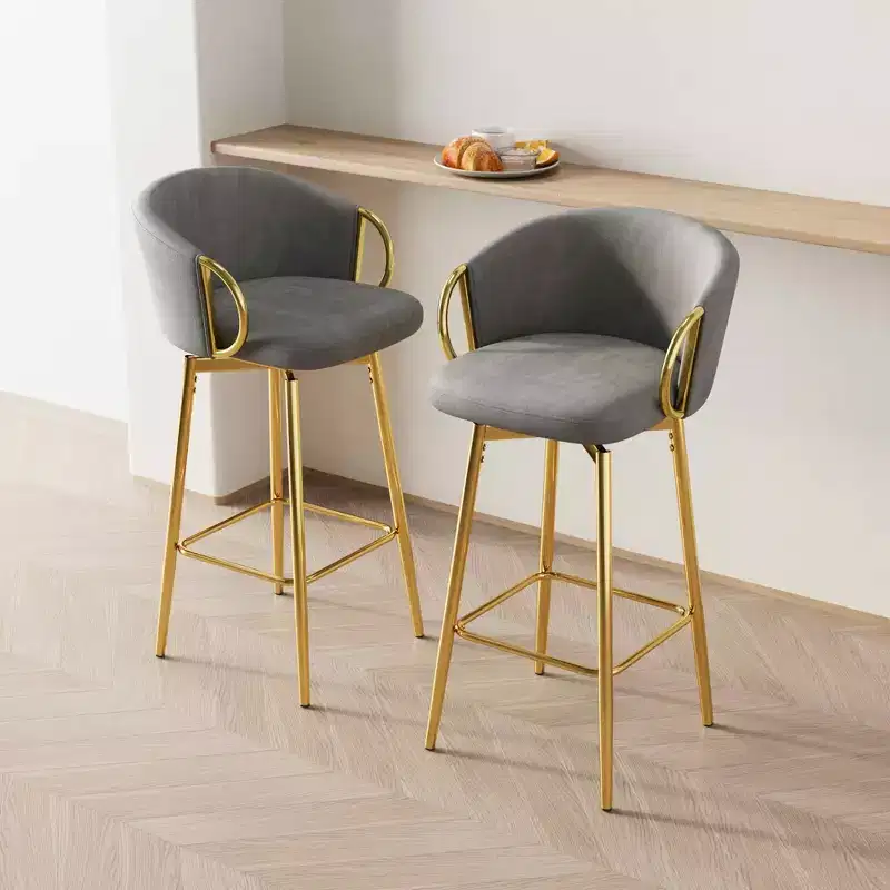 MAYEERTY 30 inch Dining Chairs Set of 2 Modern Style Swivel Bar Chairs with High Stools for Kitchen Bar Resturtants Beige Gray