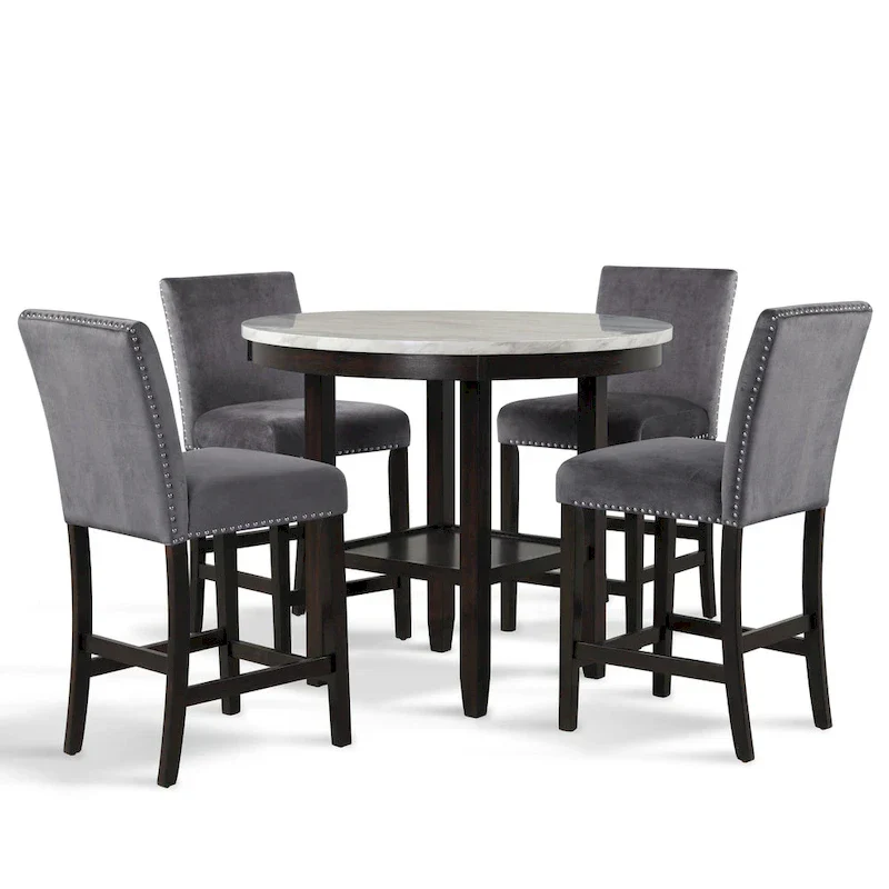 New Classic Furniture Reginald 5-Piece Round Counter Set