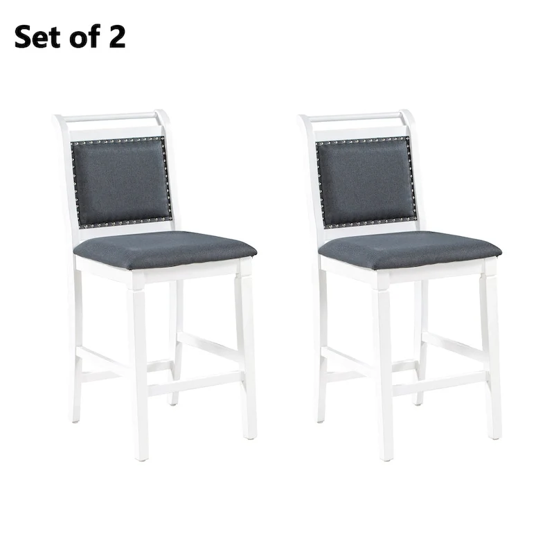 White 3-Piece Wooden Counter Height Dining Table Set with Drop Leaf Table & 2 Chairs