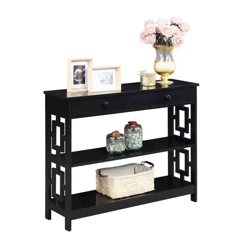 Town Square 1 Drawer Console Table with Shelves - Breighton Home