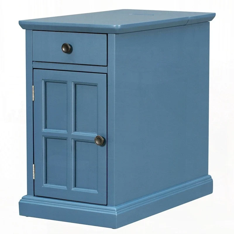 End Table Side Table with USB Ports and One Multifunctional Drawer with cup holders