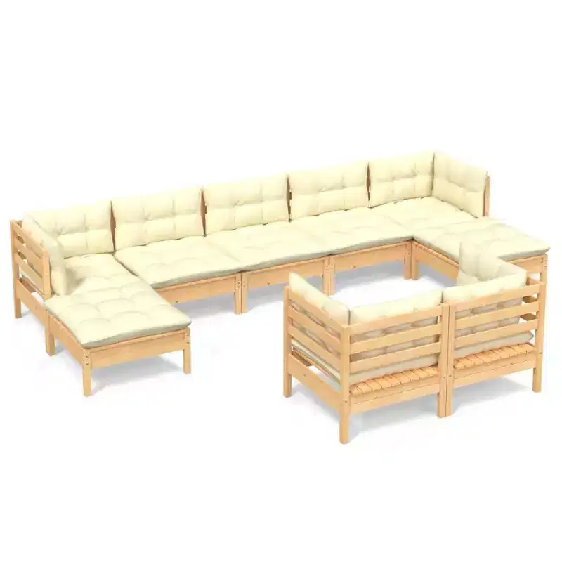 vidaXL Garden Lounge Set with Cushions in Solid Pinewood