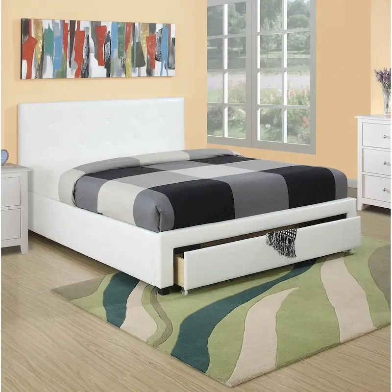 Queen Size Storage Under Bed,Bed Faux Leather upholstered
