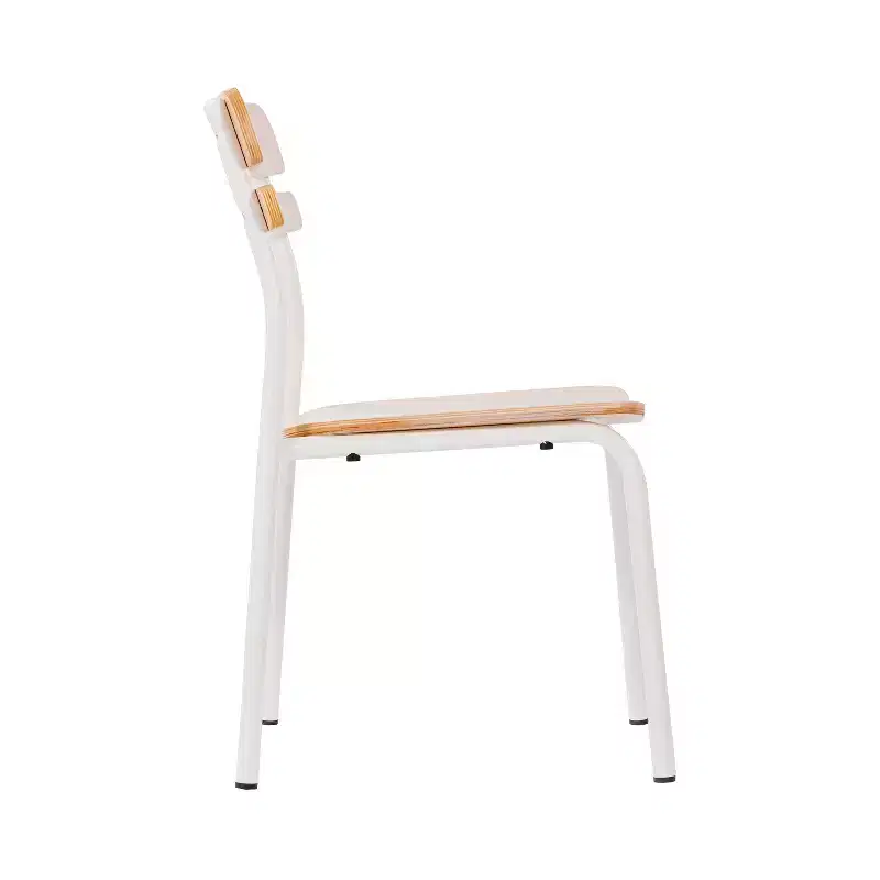 Emma and Oliver Set of 2 Dining Chairs with Metal Frames and Solid Wood Seats and Backs with Antique Finishes