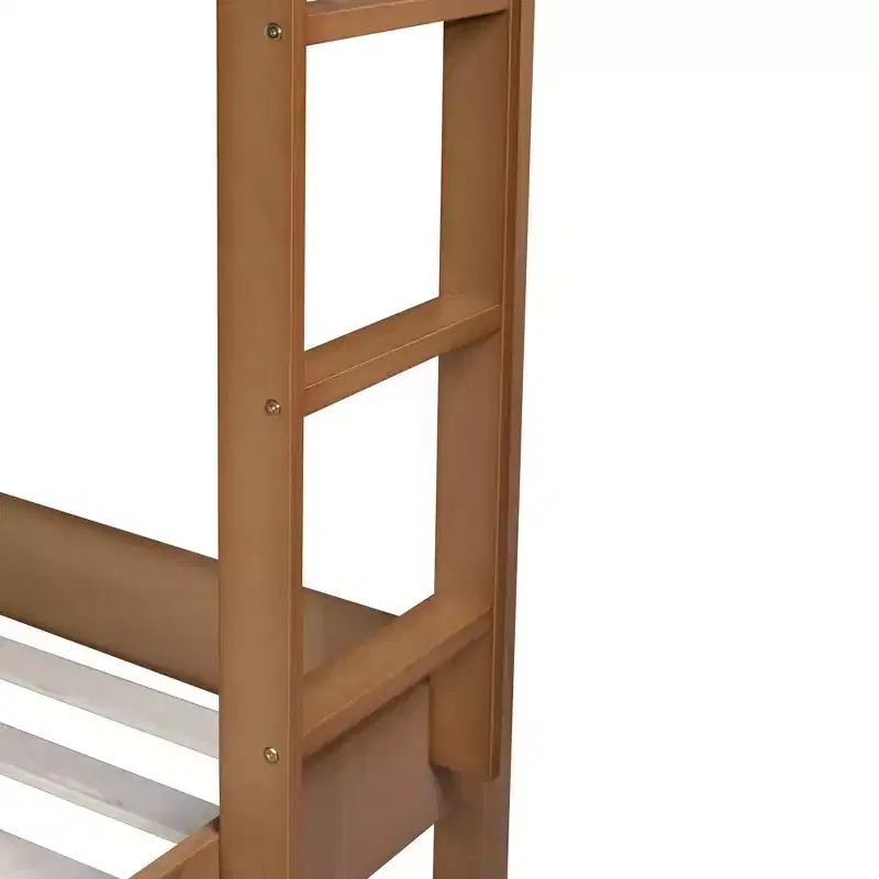 Modern Rubberwood Twin Over Twin Bunk Bed with Boucle Upholstered Headboard & Footboard