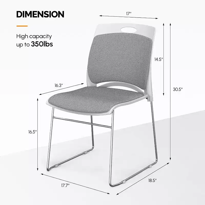 VINGLI Stackable Chairs Set of 4, Stacking Office Chairs for Waiting Room Break Room Banquet Guest