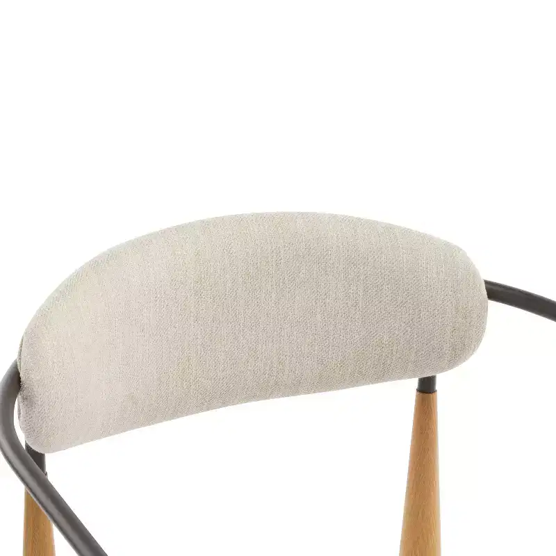 Christopher Knight Home Set of 2 Eva Modern Upholstered Iron Dining Chairs with Curved Open Back Beige/Light Brown