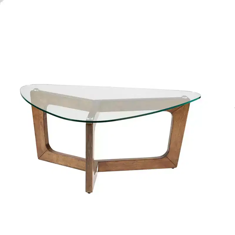 Walker Coffee Table Brown: Ink+Ivy Mid-Century Modern, Tempered Glass Top, Wood Legs, 17" Height