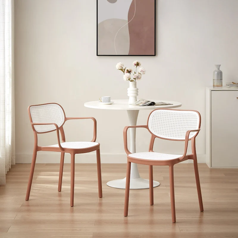 Art Leon Set of 2 Modern Stackable Indoor or Outdoor Dining Chair