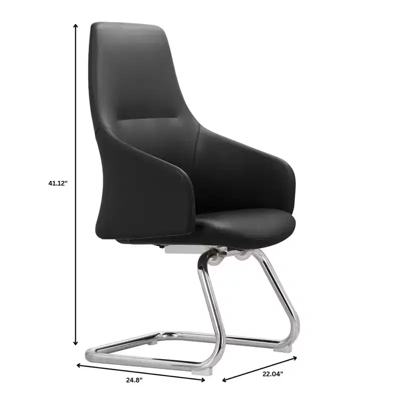 Ergonomic Faux Leather Office Chair Iron Sled Base Adjustable Height 330 lbs Capacity
