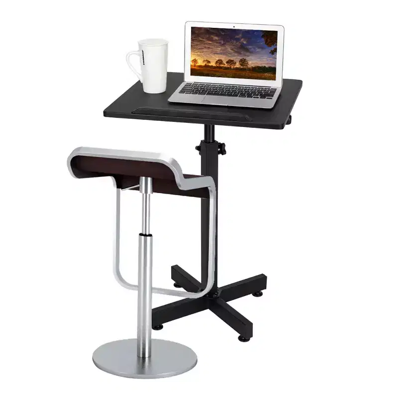 Classic Lectern Podium Stand, Height Adjustable Mobile Podium, Multi-Purpose Tabletop for Speech, Lecture, Laptop Desk with Edge Stopper, Black