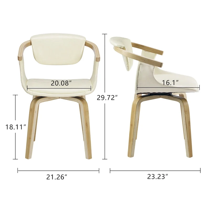 Art Leon Set of 4 Wood and Faux Leather Swivel Chairs