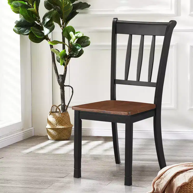 Costway Set of 2 Wood Dining Chair High Back Kitchen Whitesburg Side Chair BlackWhite