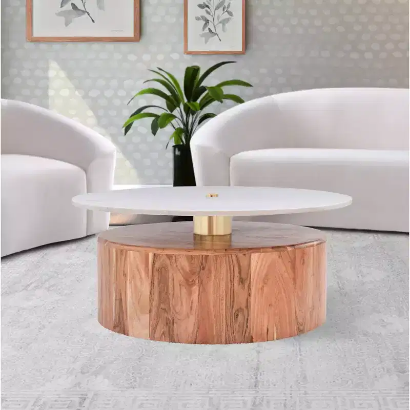 Meridian Furniture,Stonewood Natural Acacia Wood Coffee Table