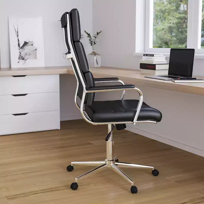 High Panel-Back Ergonomic Office Chair with Padded Metal Arms Executive Swivel Computer Desk Chair