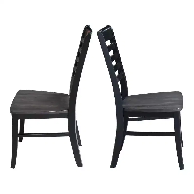 Set of 2 Cosmo Roma Ladderback Chairs Coal Black/Black - International Concepts