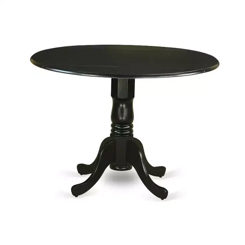 HomeStock Round Dropleaf Dining Set with 4 Parson Chairs Black