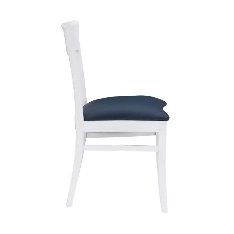 Set of 2 Jenny Slat Back Faux Leather Dining Chairs White - Linon
