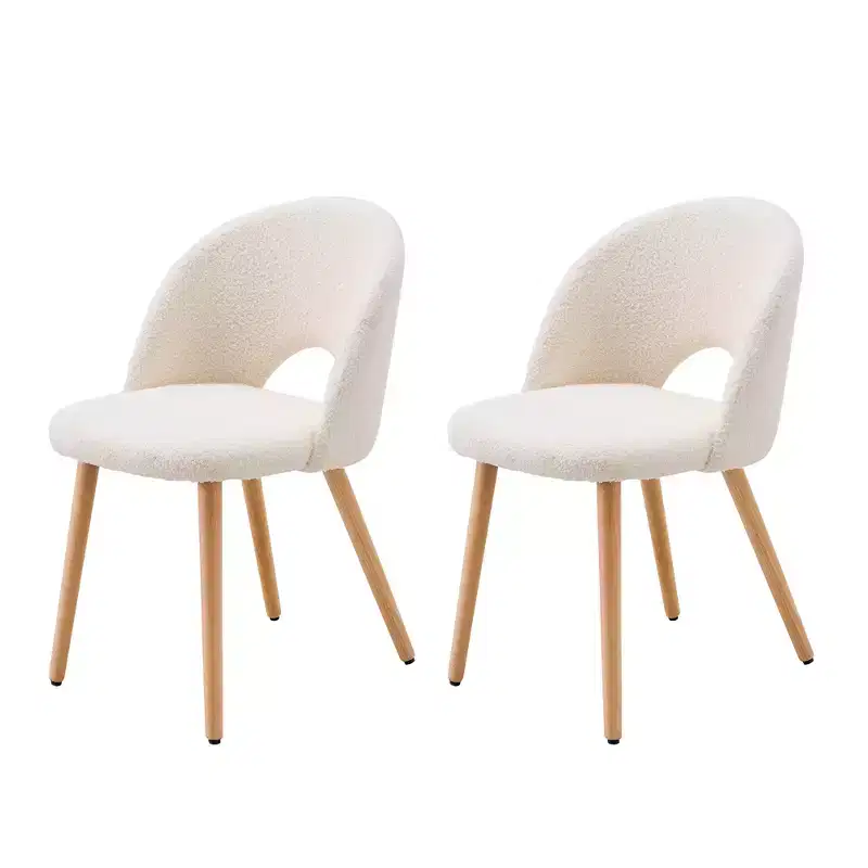 GDFStudio Winwin Modern Teddy Velvet Upholstered Dining Chairs with Beech Legs (Set of 2)