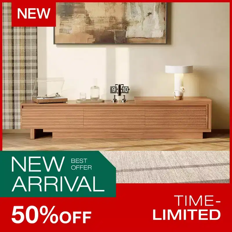 MDF Extendable TV Stand with 3 Drawers 15.86''H x 78.74-102.3''W x 15.74''D