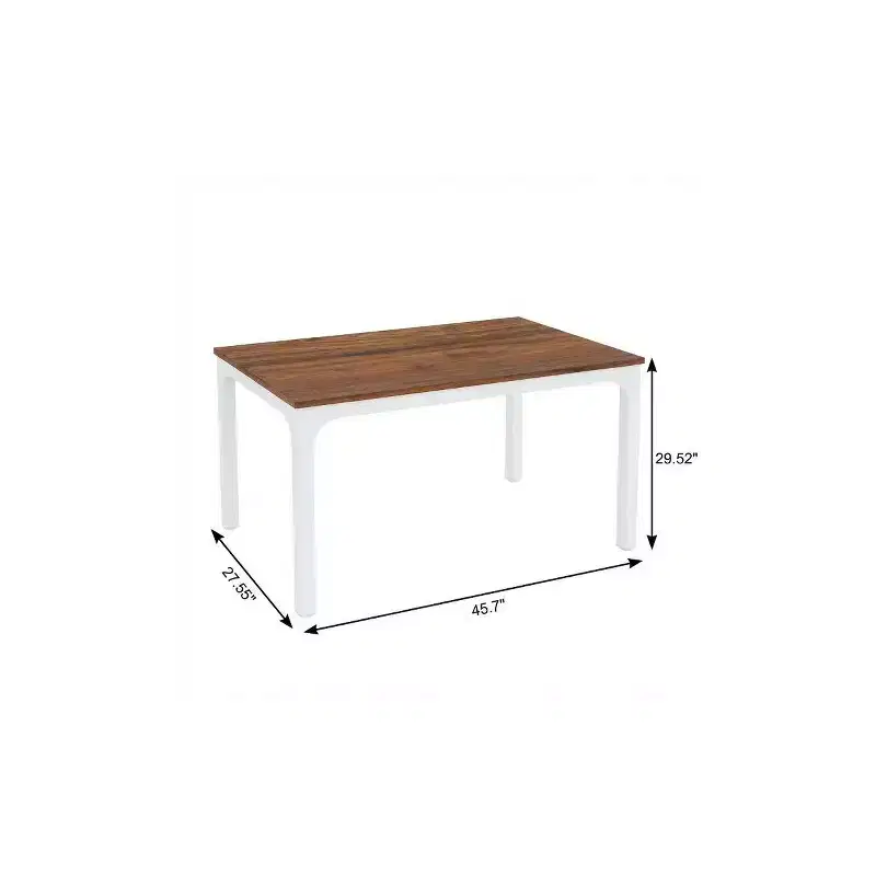 HomeRoots 46 Brown and White Wood and Iron Dining Table