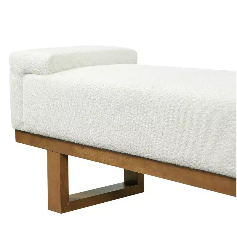 Christopher Knight Home Paulina Modern Rubberwood Boucle Upholstered Bench