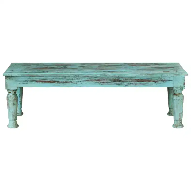Solid Reclaimed Wood Coffee Table, Multicolor Distressed Finish, 43.3x19.7x13.4 in