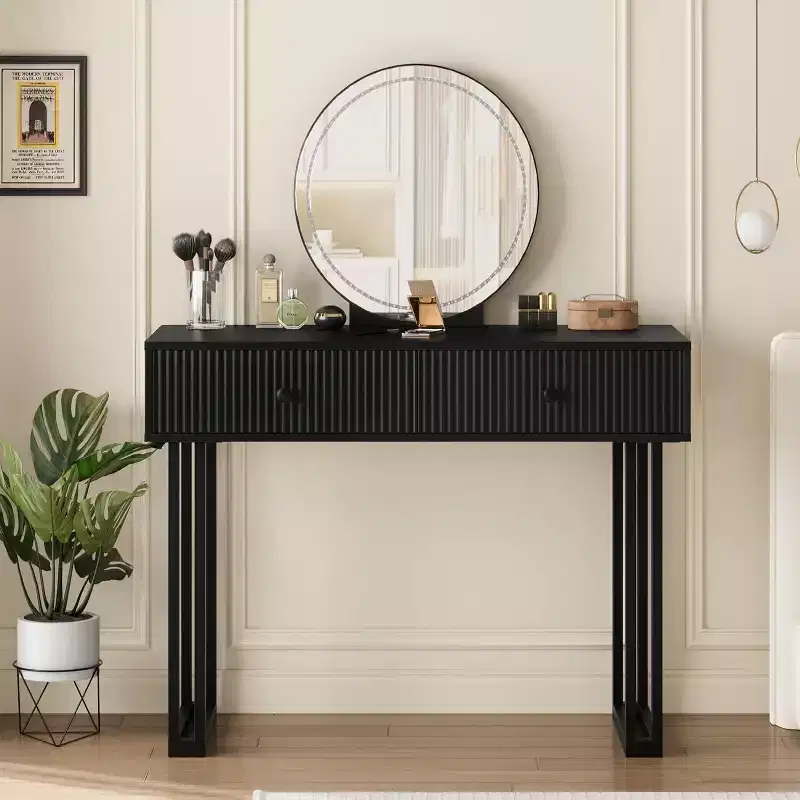 Lighted Vanity Desk with Mirror and 2 Drawers