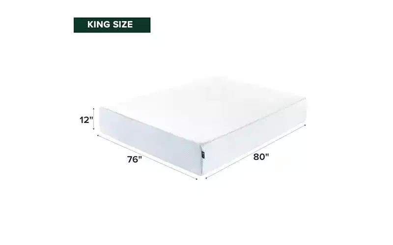 Zinus 12 Inch Green Tea Cooling Memory Foam Mattress, King, Fiberglass Free, Medium Firmness, Cooling Gel Foam, Certified Safe Foams & Fabric