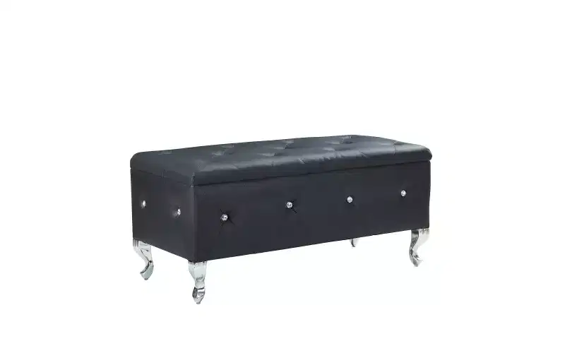 Tufted Storage Ottoman Bench For Bedroom End Of Bed Large Upholstered Storage Benches Footrest With Crystal Buttons For Living Room Entryway