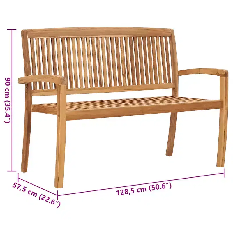 Garden Bench Teak Solid Teak, Polyester 50.6 in wide Stackable