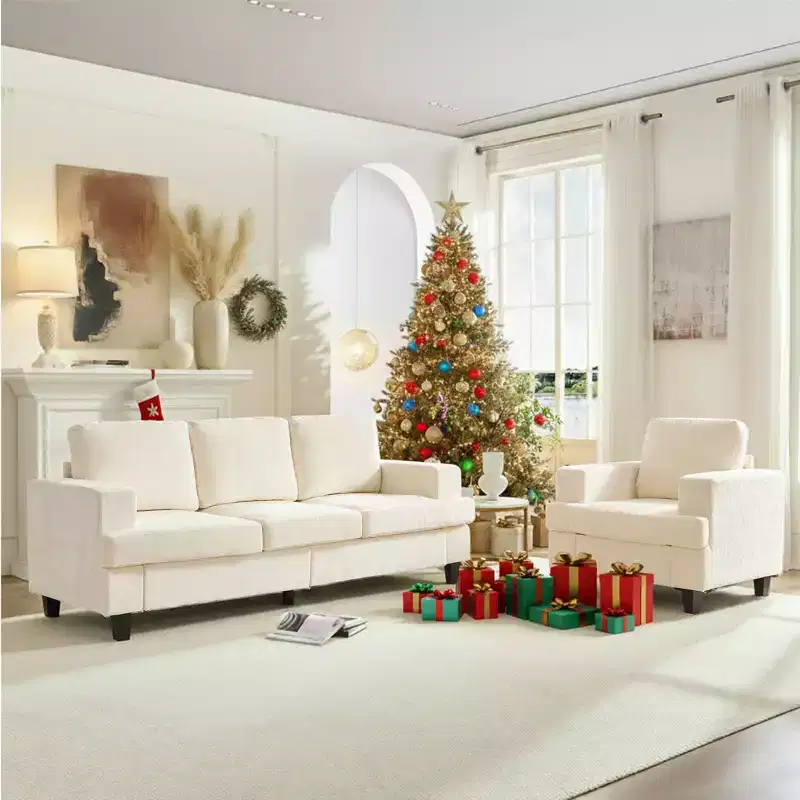 Mjkone 82Chenille 3-Seat Straight Sectional Sofa with 56''Armchair,2 Piece Living Room Sectional Sofa Furniture Sets