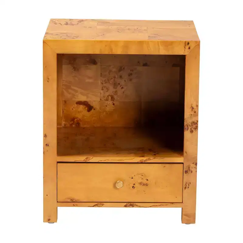 bali & pari Camira Wood 1 Drawer Nightstand Light Mappa Burl