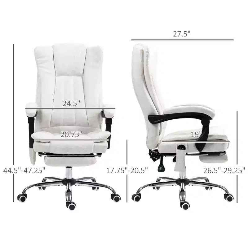 Massage Office Chair with 6 Points and Heat, Reclining Computer Chair with Adjustable Height and Footrest