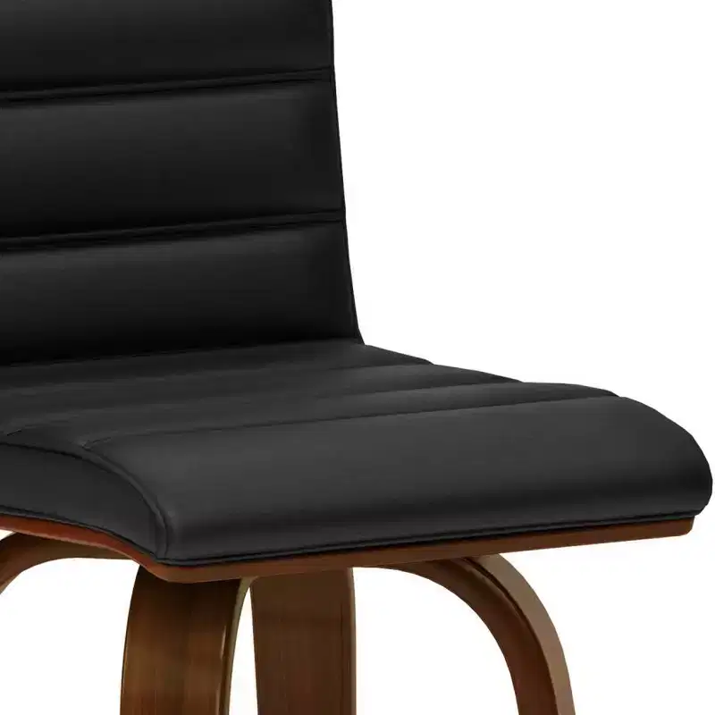 WyndenHall Madigan Barstool Black: Mid-Century Modern, Adjustable Height, Faux Leather Upholstery, Wood & Metal Frame