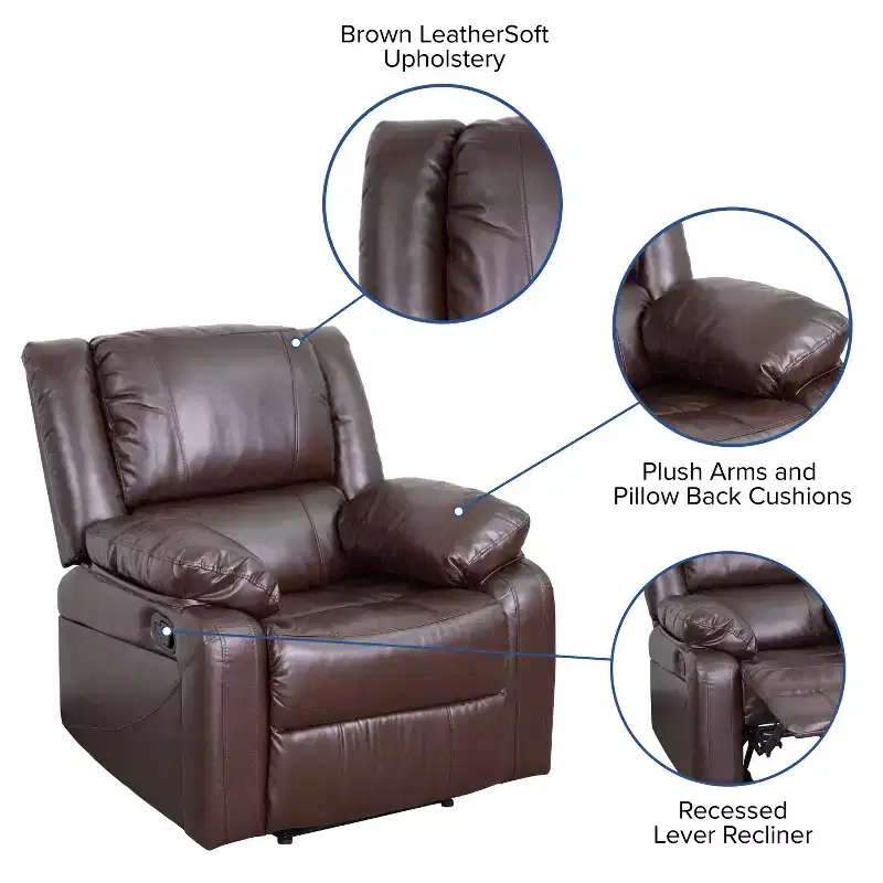 Emma and Oliver Recliner with Bustle Back and Padded Arms