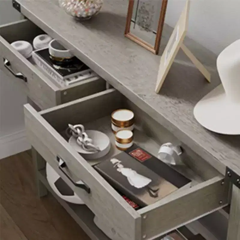 Panel 2-Tier MDF Console Table with Wooden Legs