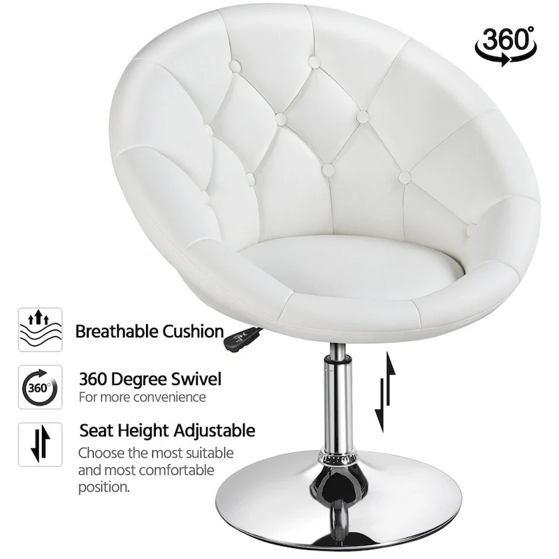 Yaheetech Modern Tufted Faux Leather Barrel Accent Chair