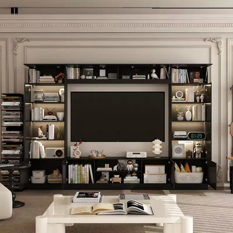 Large Wraparound TV Entertainment Center - Aesthetic & Practical Living Room Cabinet