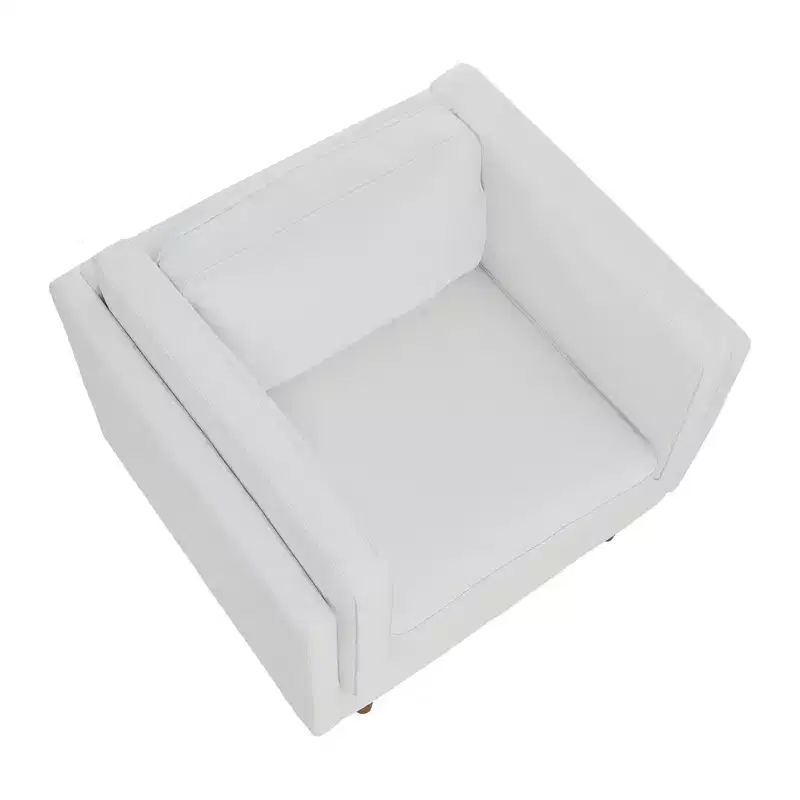High-Sided Upholstered Accent Armchair Coastal White Pocket Spring Plywood Steel Frame