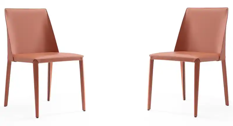 Saddle Leather Dining Chairs - Clay