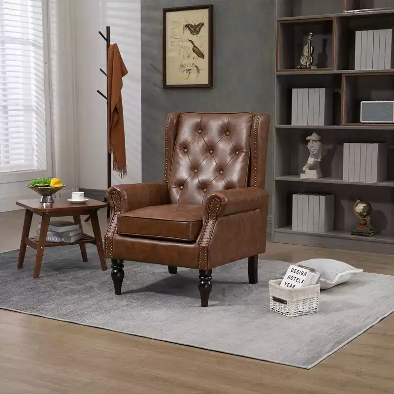 Lounge Chair, Wood Frame Armchair with Removable Cushion, Modern Accent Chair Leisure Chair Compatible with Living Room , Bedroom